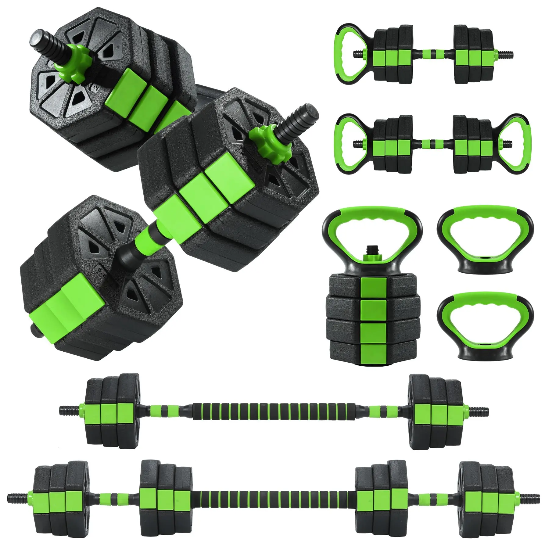 Adjustable Dumbbell Set 66 Lbs 88lbs 4 in 1 Weights Set with Connector Convertible to Barbell Kettlebell Push Up Stand for Home Gym Training