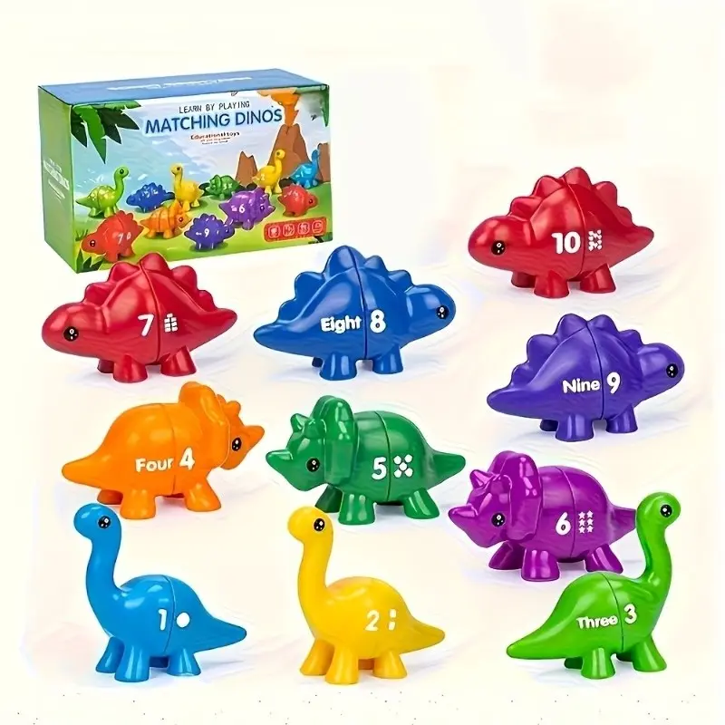 Digital Dinosaur Matching Toy Set, Stretchable Insert Toy for Hand-Eye Coordination Training, Counting Classification Game