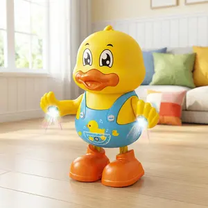 Electric Dancing Duck Toy with Lights & Music – Bump & Go Interactive Walking Duck with Moving Arms | Educational Musical Animal Toy Gift for Toddlers & Kids Age 3+
