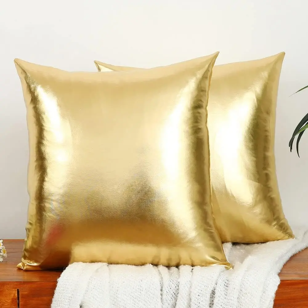 2-Pack Metal Sheen Decorative Pillowcases, Gold/silver Color Options, Multiple Sizes, Sofa Bedroom Living Room Home Decor, Decor Bedding Supplies, No Insert Included