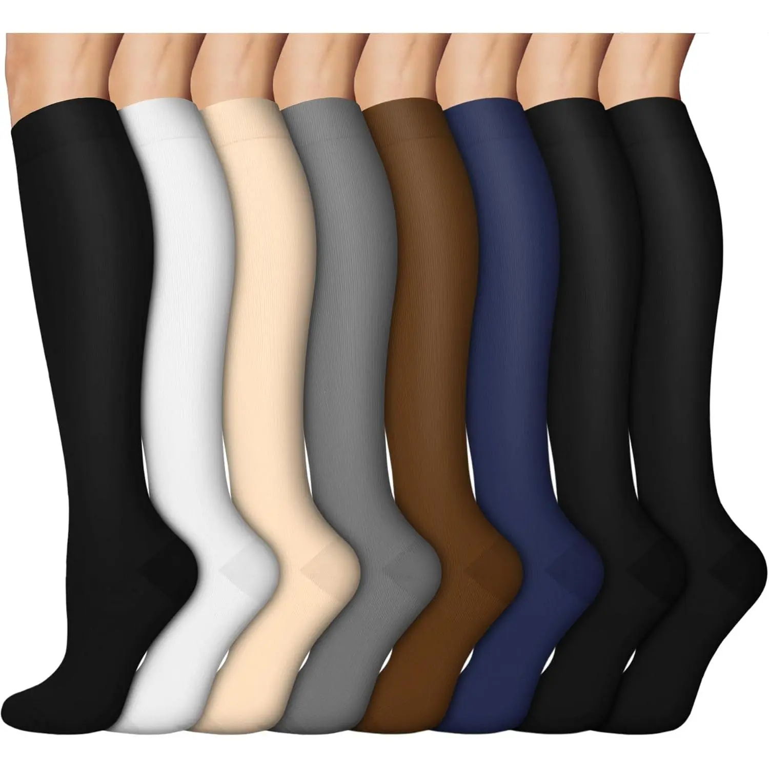 8 Pairs Compression Socks  Women & Men,Support Compression Stockings  Medical Running Athletic
