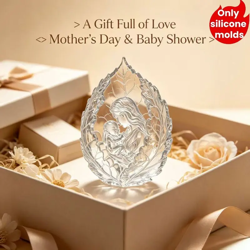 3D Mother Silicone Mold, Resin Leaf Shape Casting Mold, Elegant Pregnant Relief Mold, Ideal for Candles, Soap, Crafts, Baby Shower, Mother's Day Gift