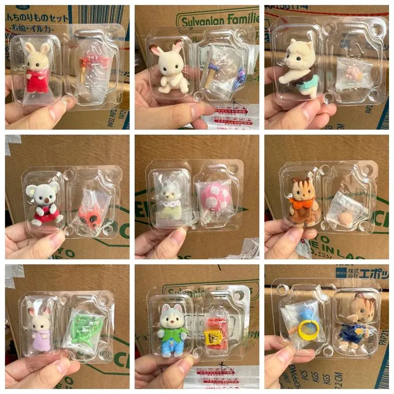 Sylvanian Families Ternuries Blind Keychain Aceessories Figures Original Kids Toys for Boy Static Plush Toy Small Size Baby 8