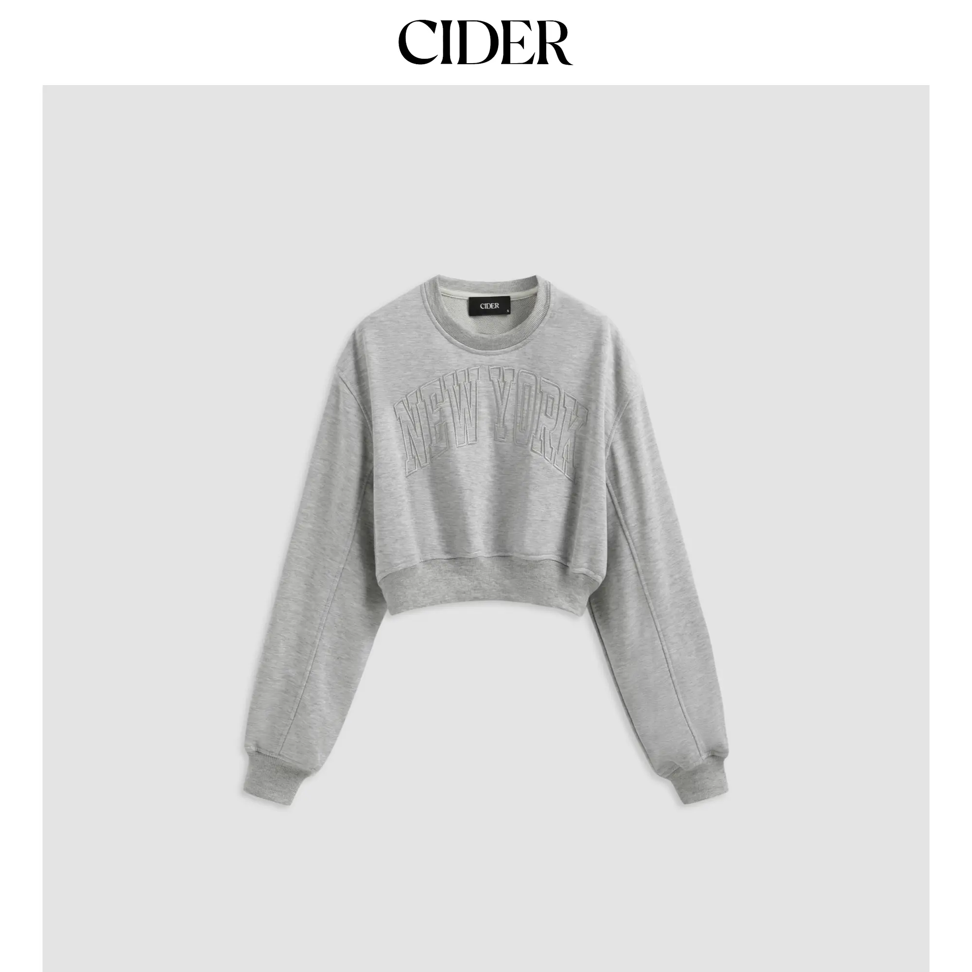 Cider [size 2-10] Terry Round Neckline Graphic Crop Sweatshirt