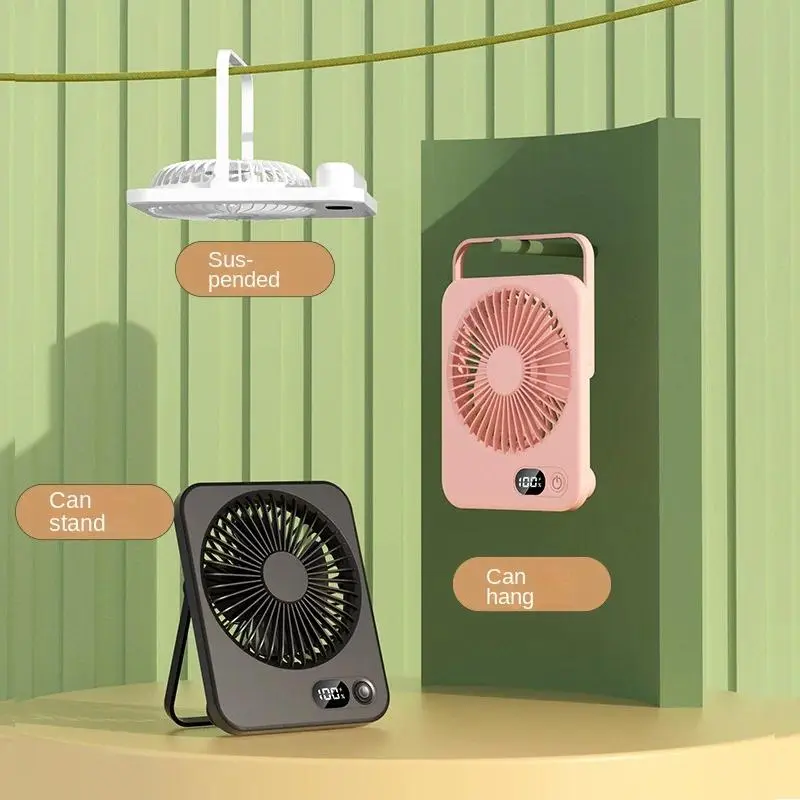 Desk Fan Table Portable USB Rechargeable 180° Tilt Folding Personal With Power Display 5 Speeds Ultra Quiet