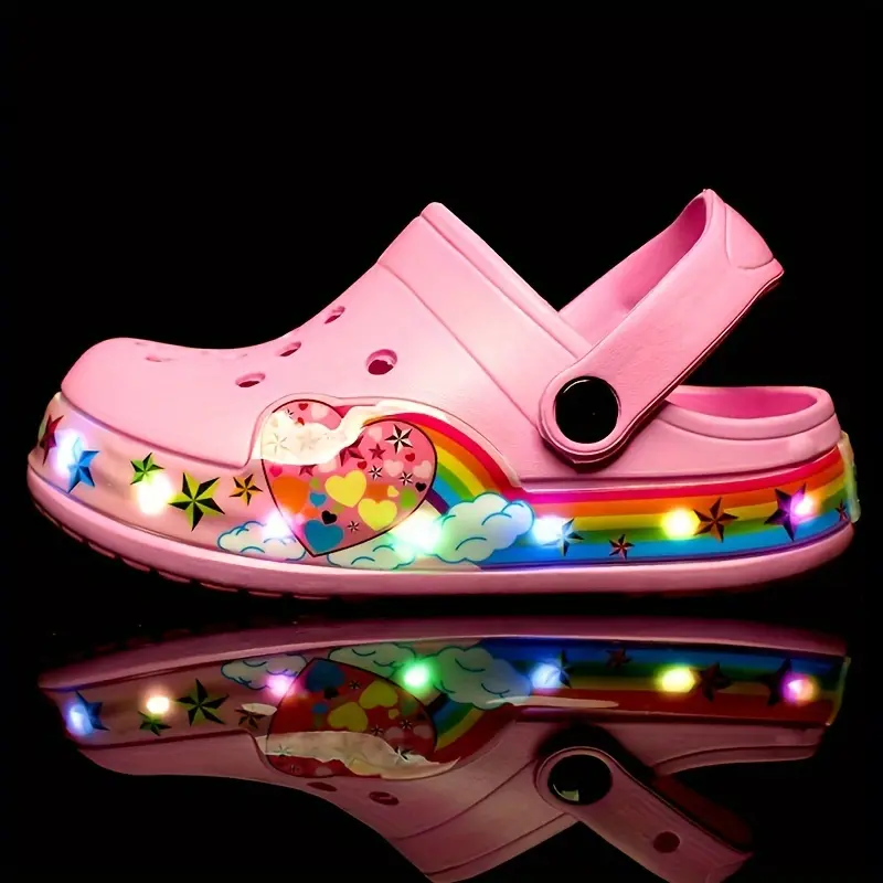 [Cool Sandals for Toddlers] LED Flashing Kids' Light-Up Clogs |   Boys' Girls' Cartoon Non-Slip Soft-Soled Beach Shoes |   Cute Princess Indoor/Outdoor Slippers for Toddlers Middle-Grade Older Kids
