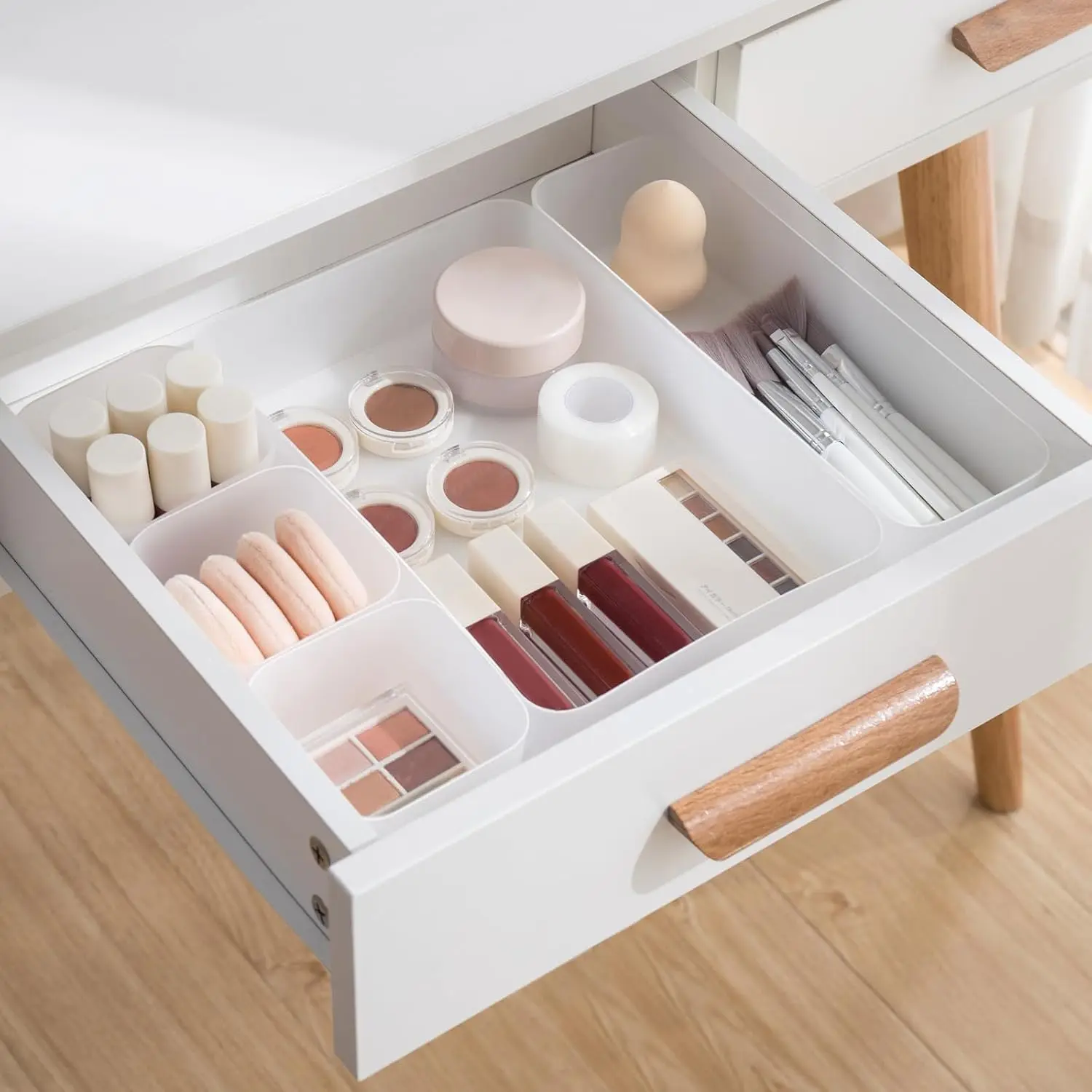 5 count Drawer Organizer Tray Storage Box for Bedroom Nightstand Drawer Dresser Bathroom Kitchen Drawer, Frosted