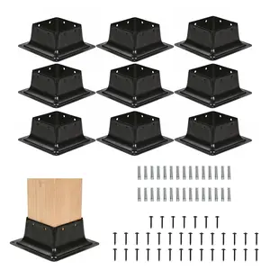 10 PCS 4x4 Post Base Brackets, Internal 3.6"x3.6" Heavy Duty Powder Coated Steel Wood Post Anchors with Screws, Fit Pergola, Porch, Fence, Mailbox & Railing