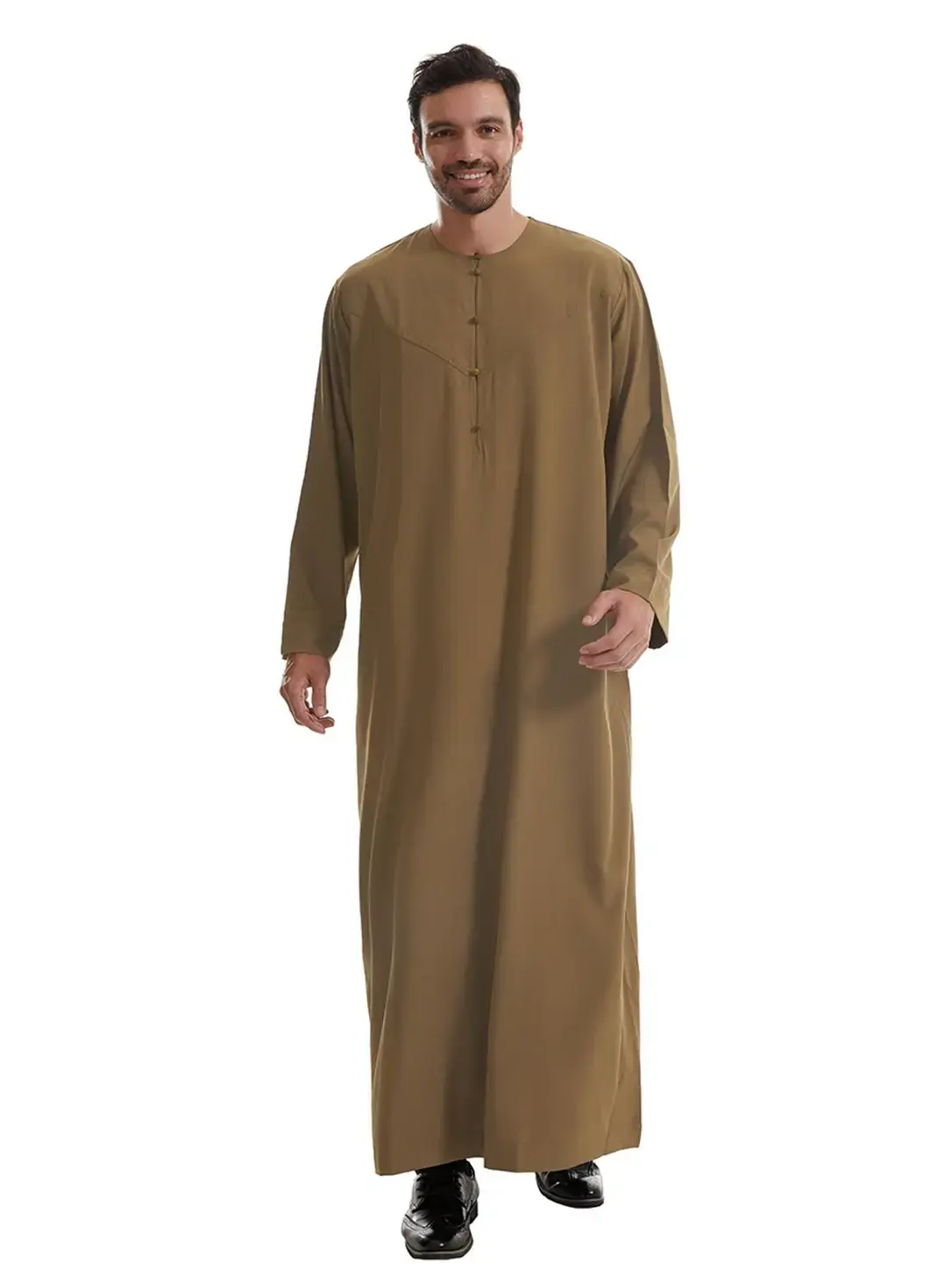 Men's Solid Color Round Neck Long Robe, Traditional Arabic Robe, Loose Casual Comfy Islamic Clothing For Muslim for Daily Wear, Men's Authentic Saudi Thobe, Premium Traditional Thobe for All Seasons