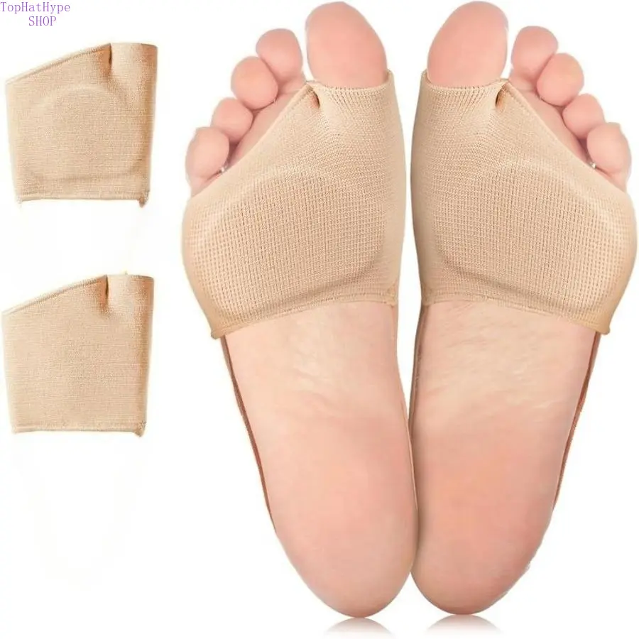 Unisex Metatarsal Pads, 2-Piece Socks-Compatible Forefoot Cushions, Breathable Fabric & Gel with Thickened Design for Shock Absorption & Friction Reduction, Dancing, Plain, Comfortable, 2-Piece Set, Casual, Daily Wear