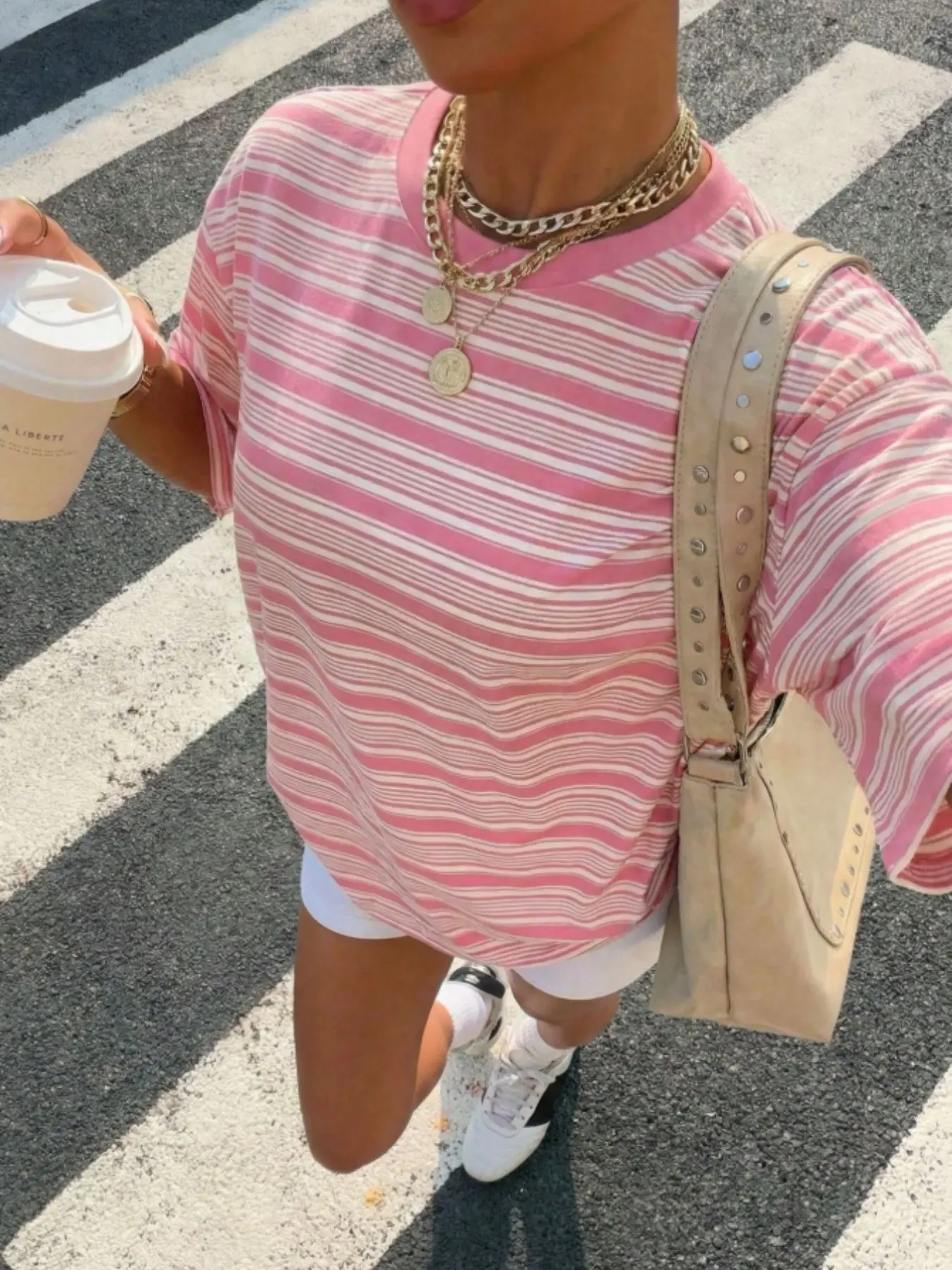 Women's Striped Loose Short Sleeve T-Shirt, New Summer Casual Top, Perfect for Vacation, Music Festival, Back-To-School, Graduation, Party