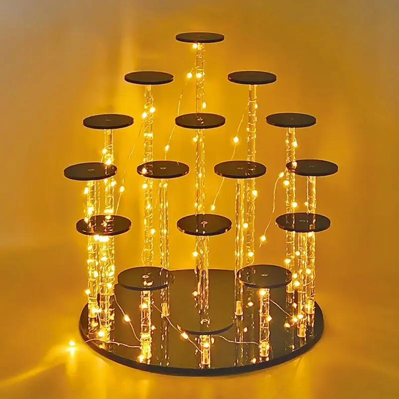 16 Tier  Cupcake Stand Display Riser Holder for Cupcakes, Collectibles, Figures, Comestics, Perfumes,  - Black  Display Stand Organizer