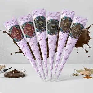 6 sets of organic plant henna tattoo paste kit, waterproof, safe, and long-lasting henna cones, perfect for temporary body art, natural ingredients for men and women, temporary tattoo kit