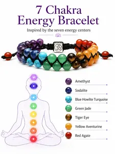 7 Chakra Crystal Bracelet, Energy Balance and Spiritual Protection, Adjustable Braided Yoga Jewelry, Healing Accessories for Wellness