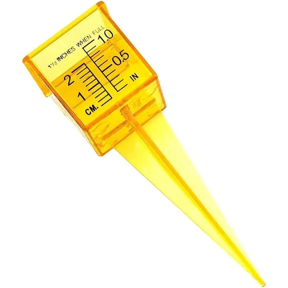 Yellow Mini Portable Sprinkler and Rain Gauge Wide Mouth Bright Yellow Outdoor Water Measuring Tool for Lawn Yard Outdoor  Sprinkler Gauge 1 Pack Thermometers and Weather Instruments