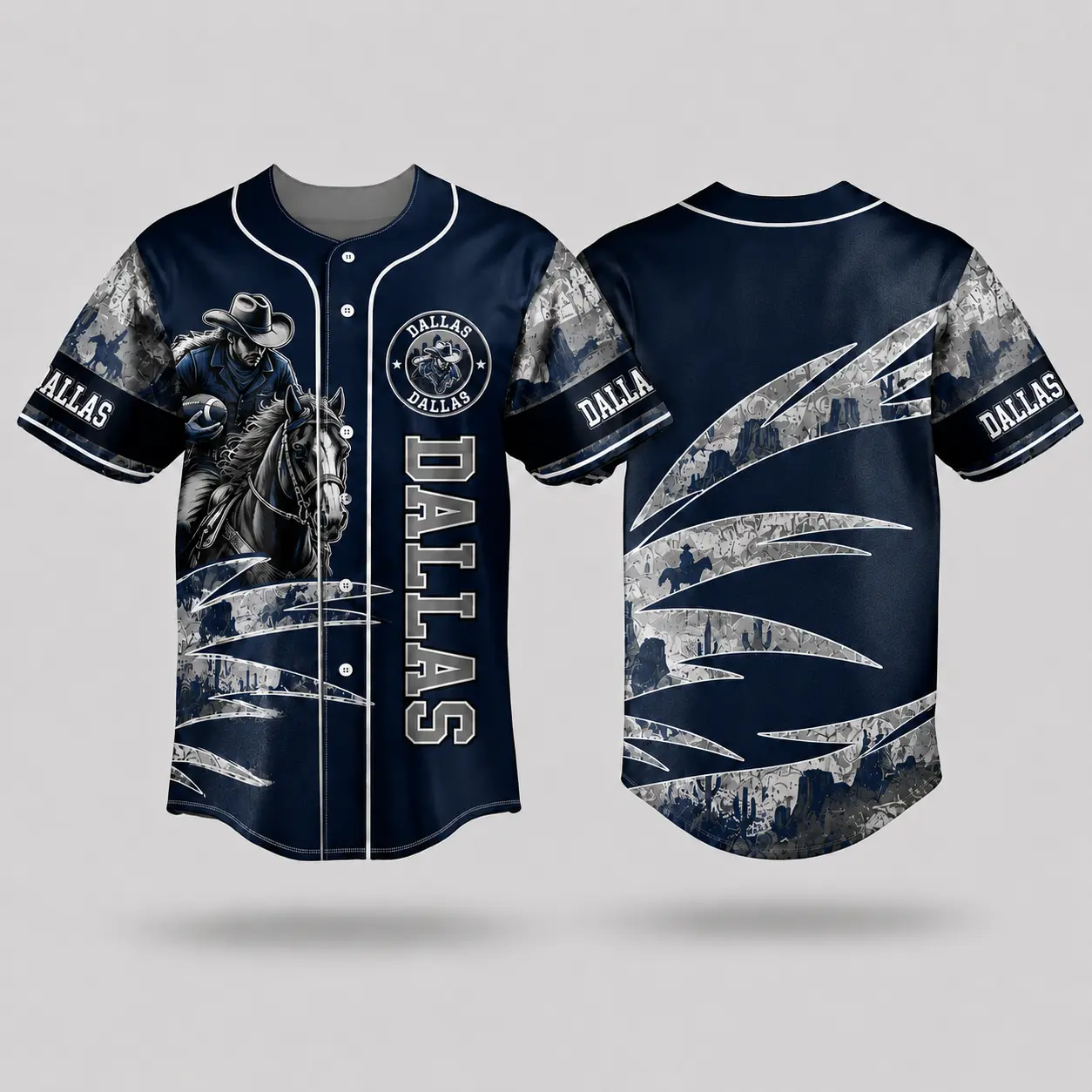 All Team Football Themed Button‑Up Baseball Jersey, Unisex Bold Mascot Graphic Short Sleeve Top, Stylish Game Day Fan Apparel for Casual Sports Outfits