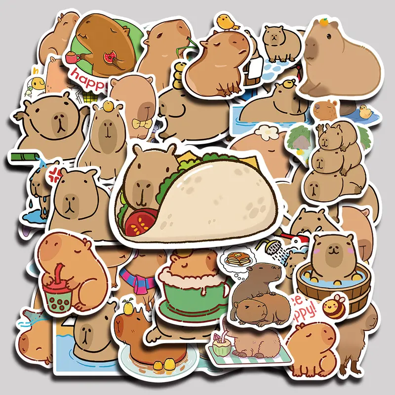 50PCS Capybara Aesthetic Vinyl Stickers Pack for Laptop Water Bottle Phone Case Skateboard Journal Scrapbook DIY Decoration
