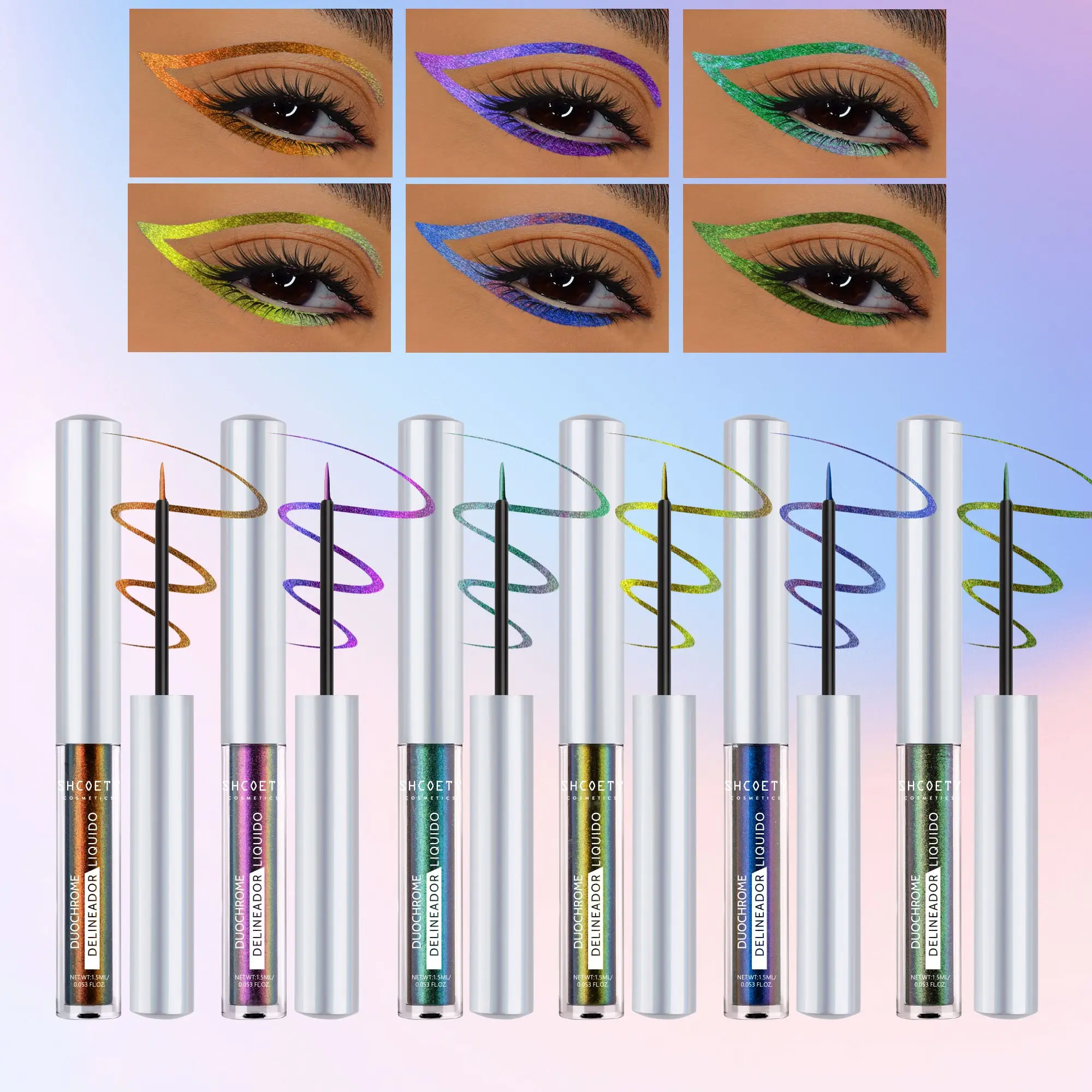 6-Piece Chameleon Liquid Eyeliner Pen, Multicolor Polarized Dual-Use Eye Liner & Shadow, Perfect for Music Festivals, Stage, Parties