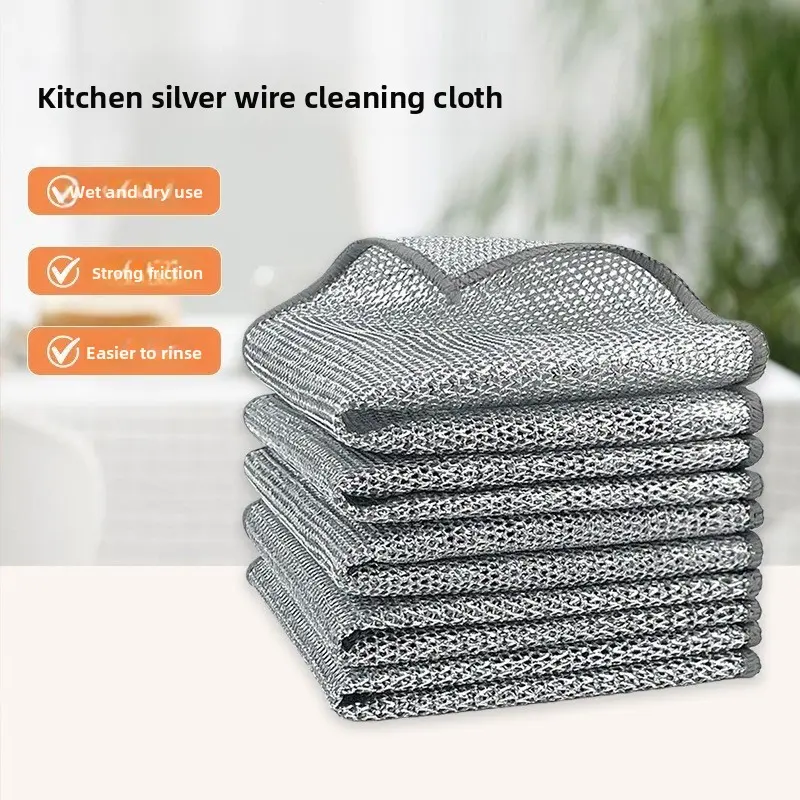 Double-sided dishwashing, sponge wiping, steel wire ball surface scouring cloth, kitchen is not easy to stain with oil, brush pot rag, household cleaning artifact