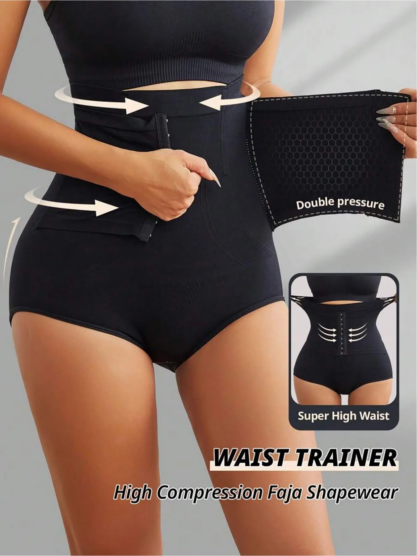 Women's body shaping pants, women's underwear, waist belt, seamless fit for daily body shaping three-dimensional subjugation hip, buckle belt, Faja Body Shaper