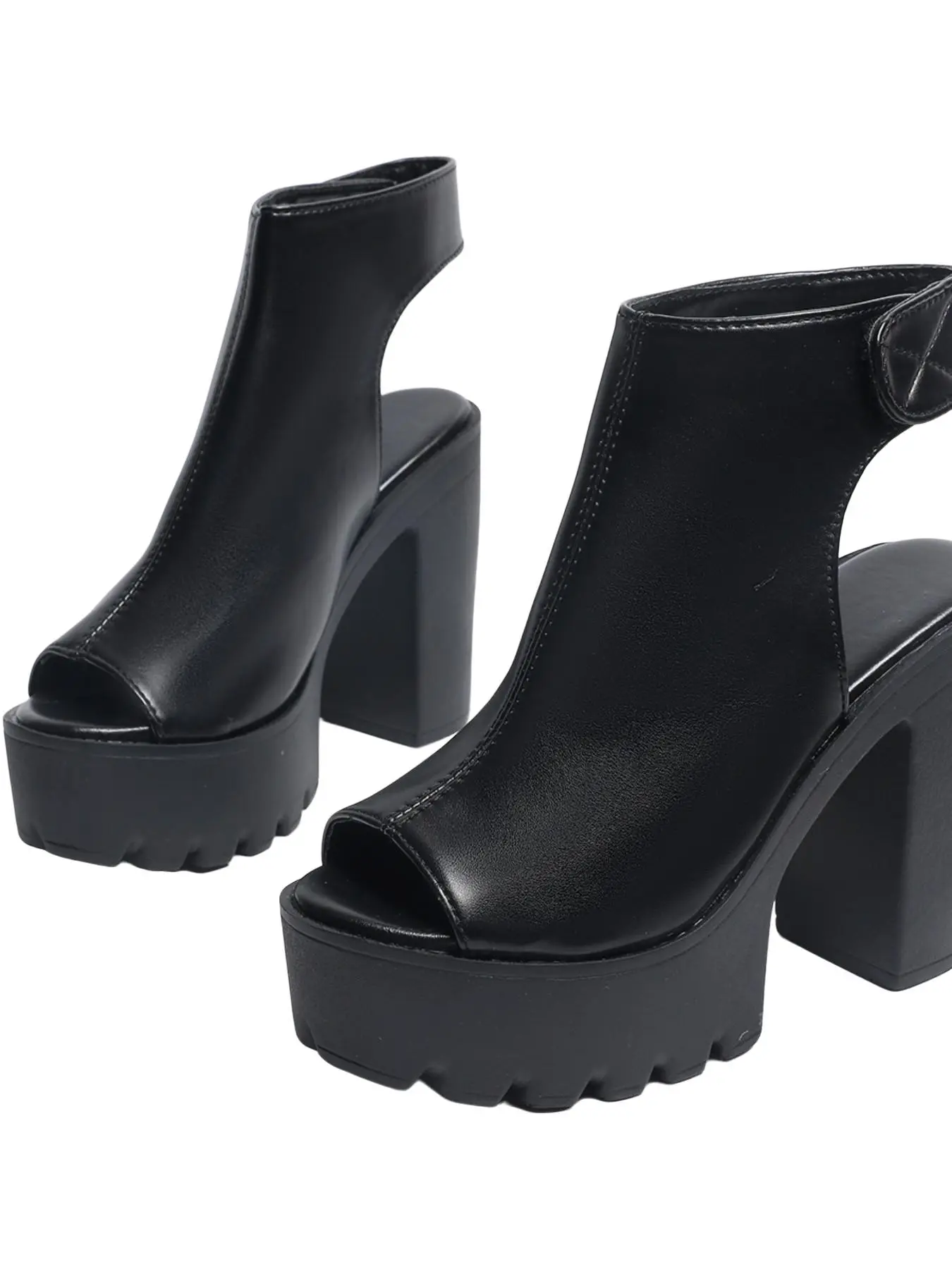 Sexy Fish Mouth Side Cut High Heel Short Boots for Women, Waterproof Chunky Heel Ankle Boot, Versatile Summer Footwear