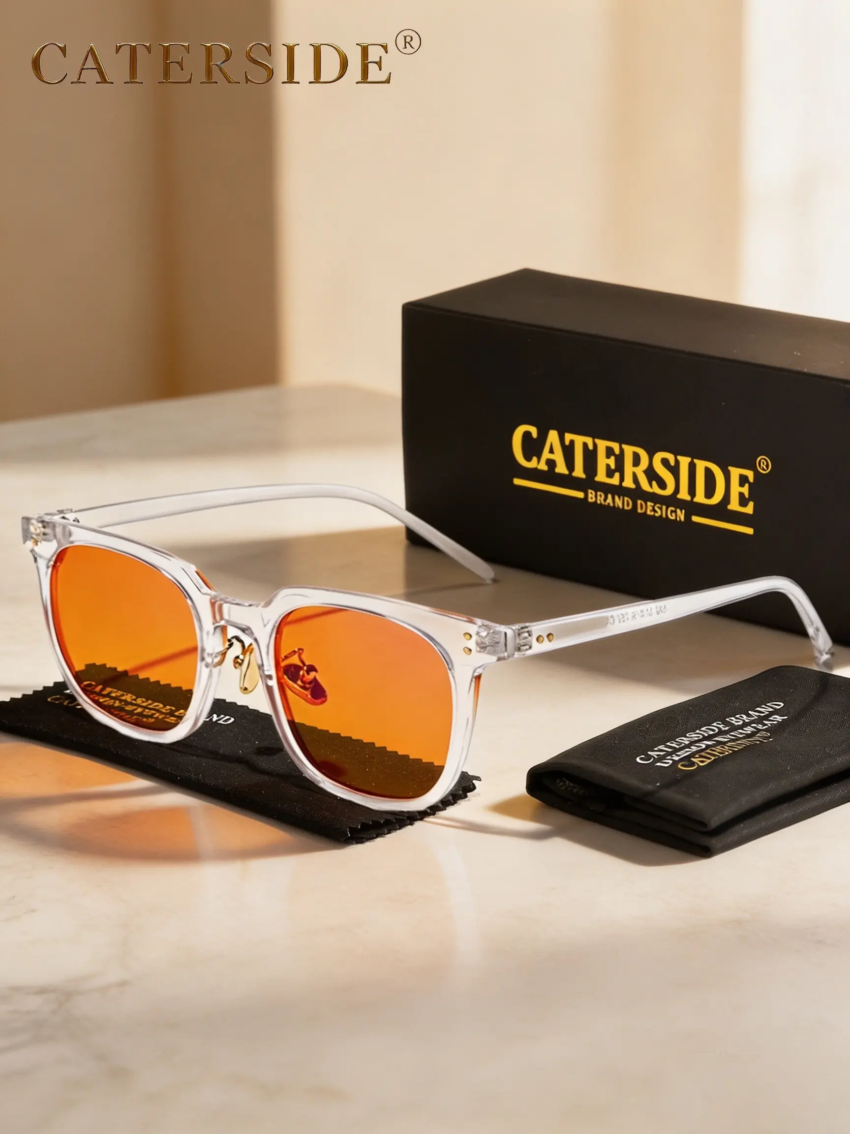 CATERSIDE 1 Count with Packaging Unisex Luxury Blue Light Blocking Glasses with AR Anti-Reflective Coating and TAC Lenses, Square Eyeglasses, Square E-sports Glasses Ideal for Computer Use, Office Work and Gaming