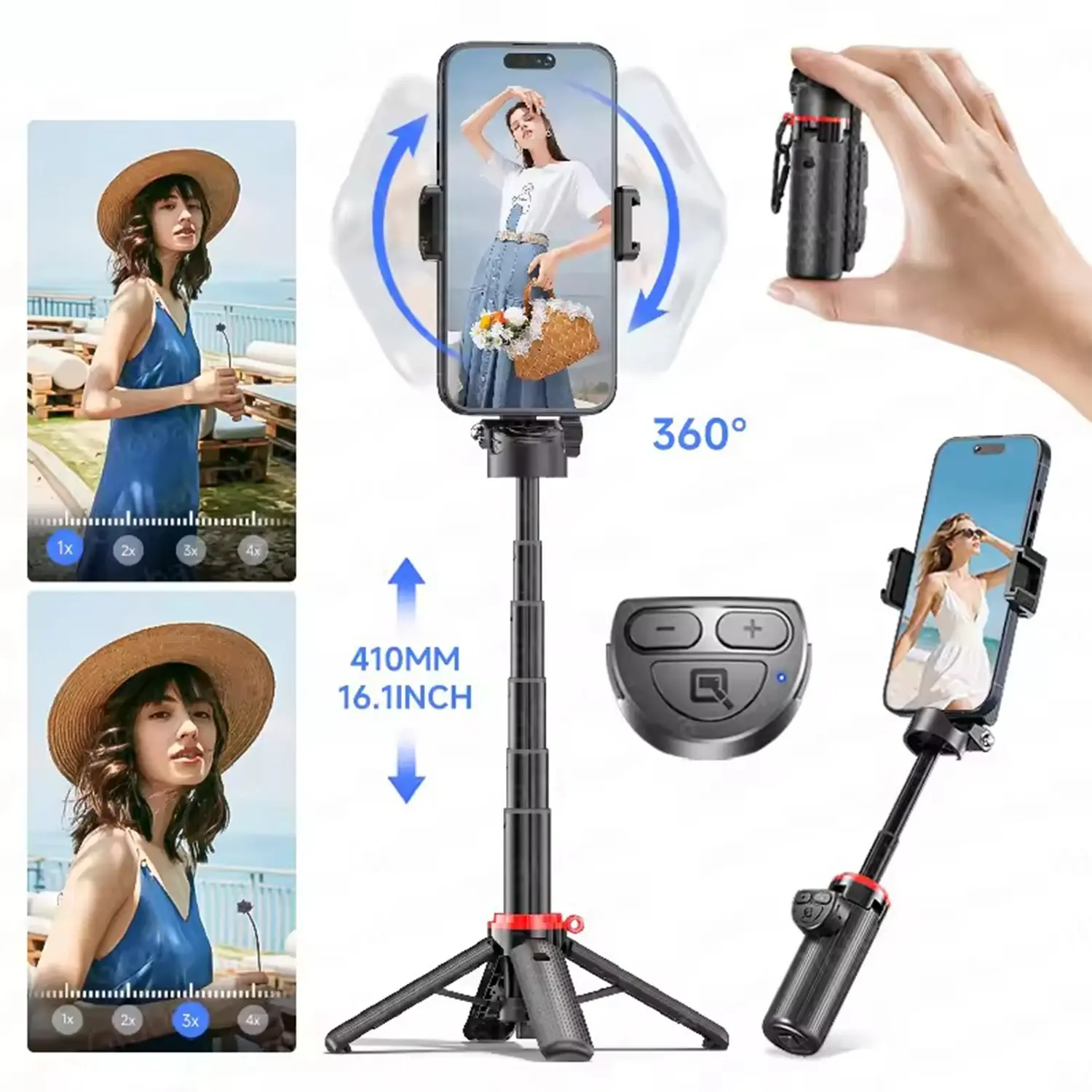 Multifunctional Mini Selfie Stick, Portable Phone Grip, Smartphone Tripod, 360° Rotation, Bluetooth-compatible Remote, Ideal for Selfies, Videos, Live Streaming