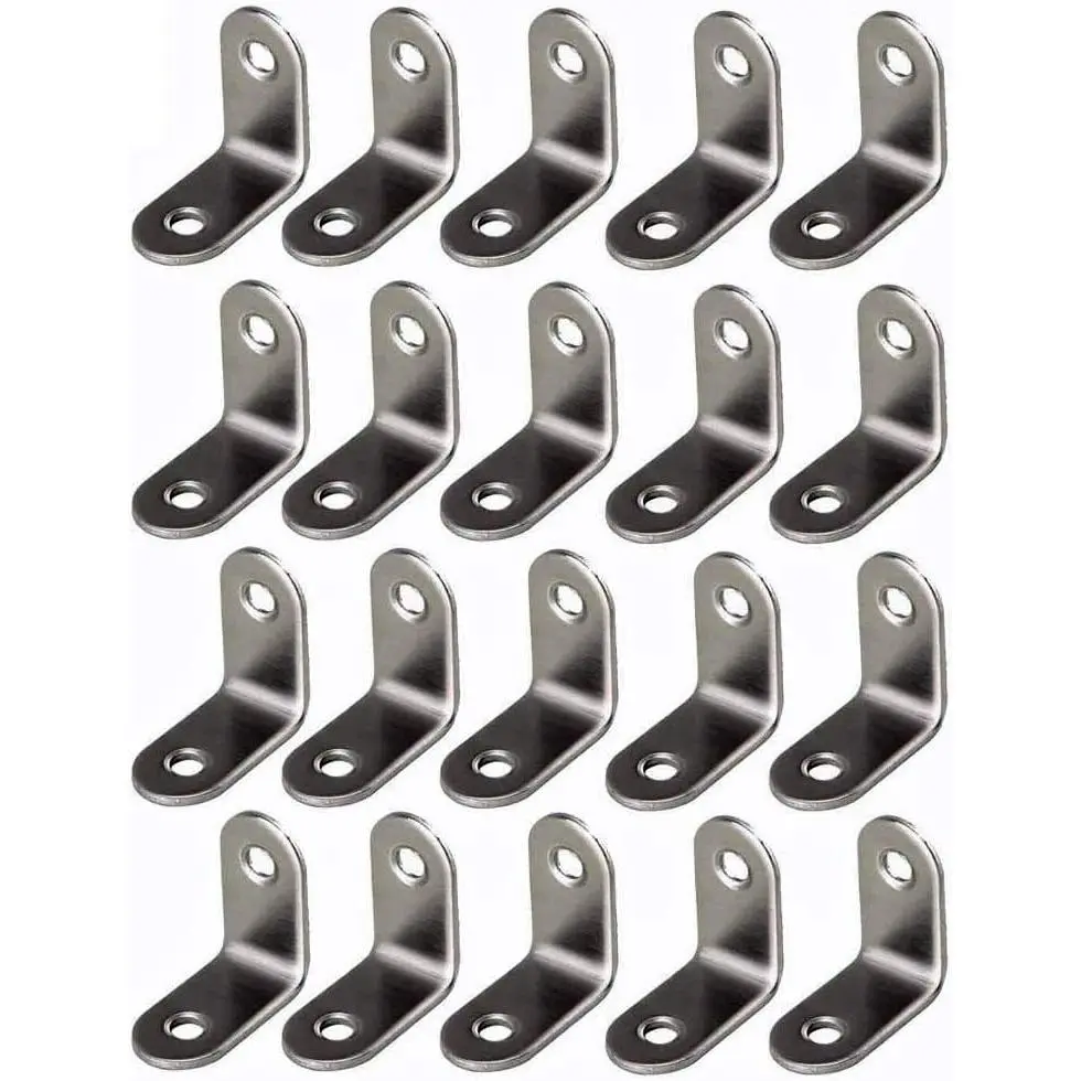 Framing Hardware 1/2 x 1/2 Zinc Plated Steel Corner Brace L Brackets with Screws for Picture Frame Reinforcement and Canvas Mounting - 20 Pack