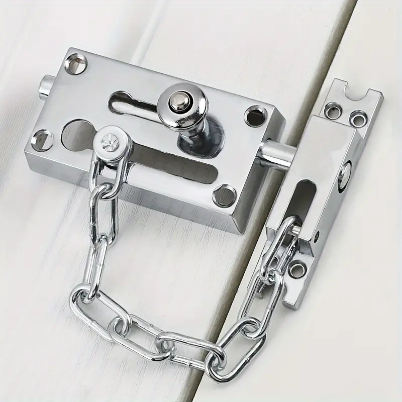 1 upgraded heavy-duty stainless steel safety door chain lock, Safety locks for doors, with thickened locking pin - anti-theft and fireproof, screw installation, suitable for home and hotel doors