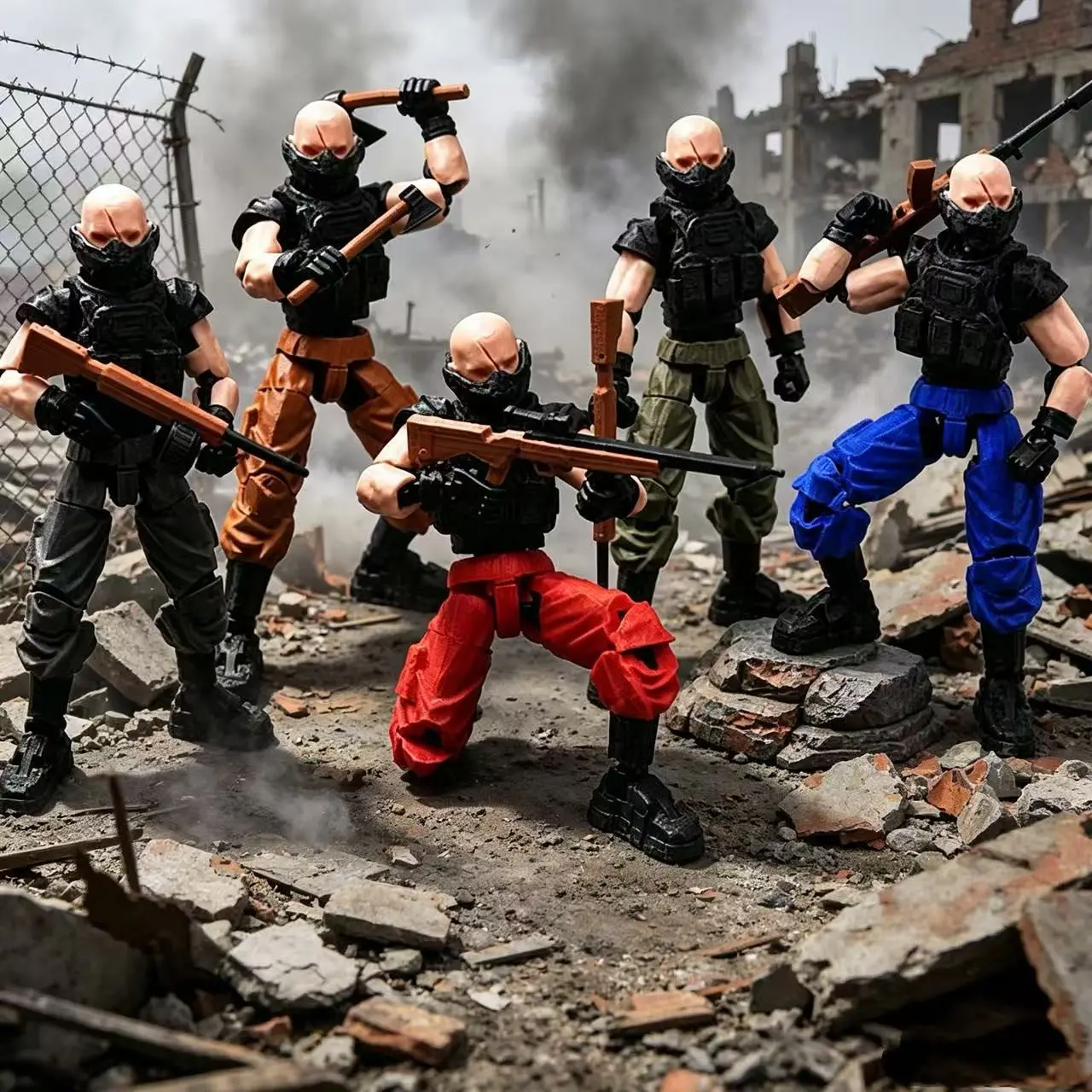 Dummy13 Five-Piece Mercenary Tactical Doll Set, Multi-Jointed Special Forces Model with Weapons and Mask, Military Collectible Figure