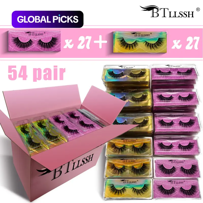 17/18 mm Volumized False Eyelashes, 54 Pairs Natural-Look Eyelash Extensions, Self-Grafting Curl Lashes for Eye Makeup Enhancement, High-Quality Fluffy Cosmetic Lash Extensions for Women & Girls #TOP PICKS