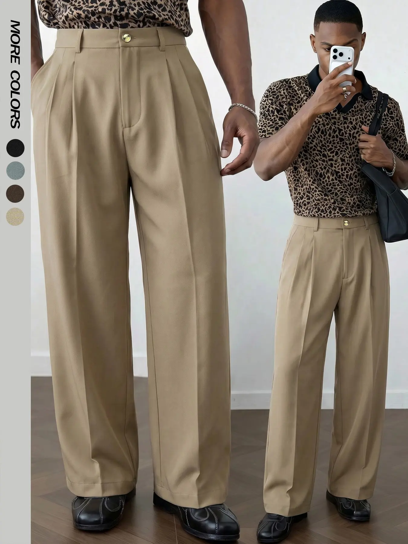Men's Old Money Suit Pants Classy Trouser Classical Solid Color Elastic Waist Wide Straight Leg Business Pants Business Trousers Style Summer Fall Spring Pleated Plat Front Bottoms Work Time Daily Life Formal Outfit