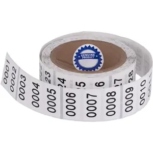 Consecutively Numbered Labels. Measure: 1.5" X 0.75" Paper Material (Various Number Sequences ) (0001-1000)