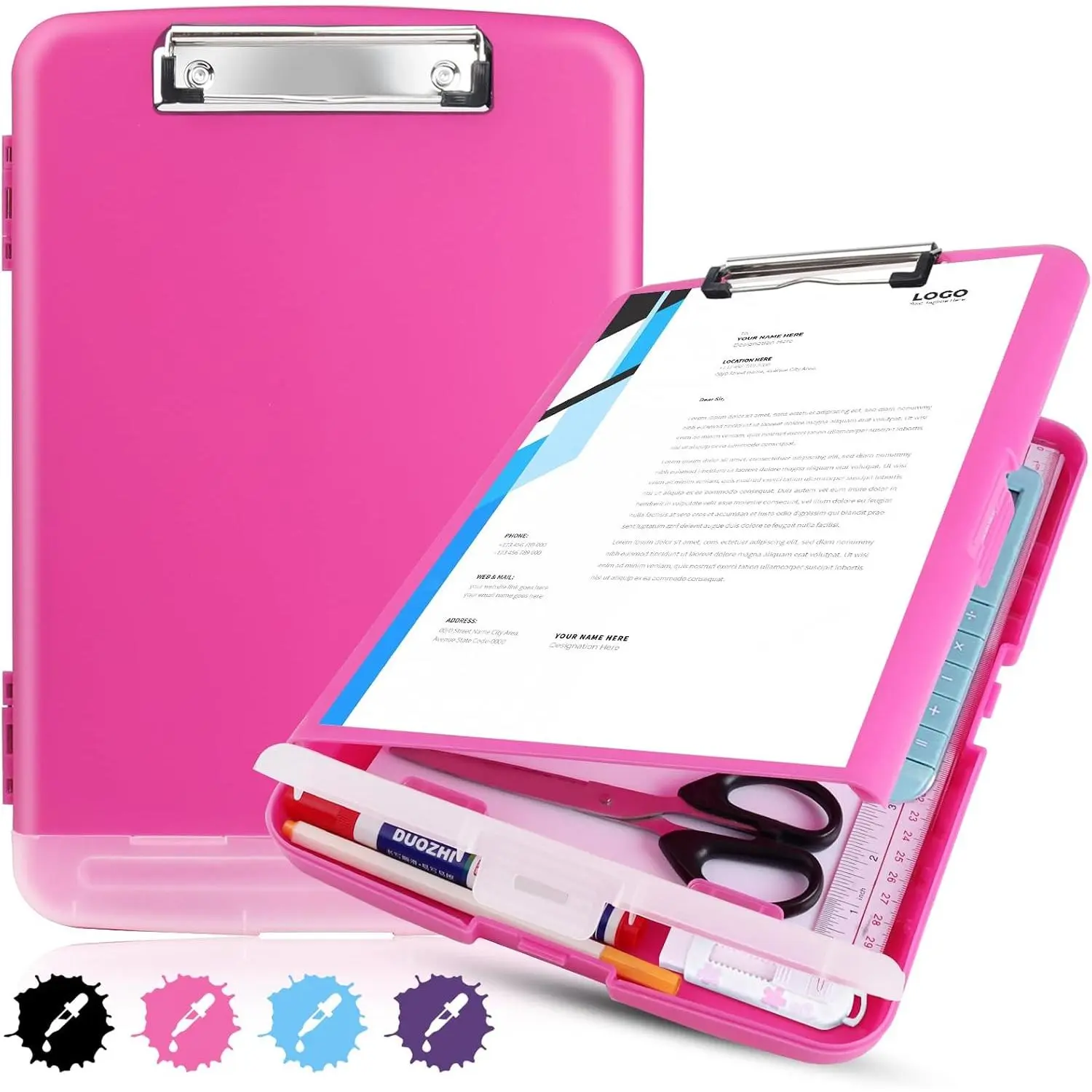 Plastic Clipboard with Storage,A4  Clipboard Folder with Pen Holder,Cute Clip Boards 8.5x11 Heavy Duty,Side Opening for Office,School, Work,Hot