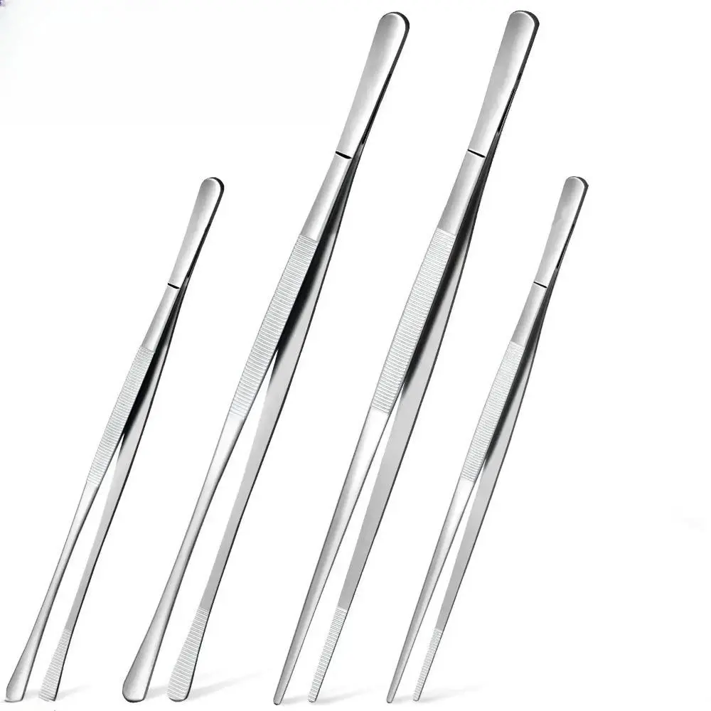2026 New 4Pcs Mixed Size Durable Stainless Steel Barbecue Tong Hand Tools Kit, Long-Handle Kitchen Tweezers for Cooking Kitchen Accessories