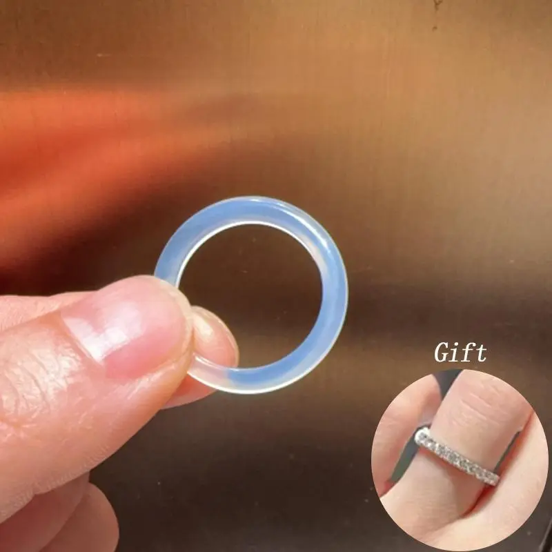 【Buy 1 Get 1 FREE】Natural White Chalcedony Circular Ring Set with Bonus Silver-Tone Band - Elegant Crystal Stacking Rings, Spiritual Protection Gift for Women, Circular Ring Rings Gemstone oval engagement ring promise ring for gf