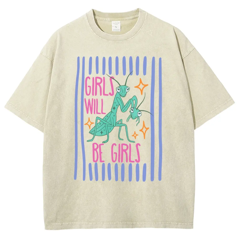 Girls' Sporty Chic Casual Graphic Art Tee - Soft Cotton Clothes, Smooth Lightweight, Seamless Round Neck, Loose Fit, Short Sleeves, Mantis Print Top for Sports, Outdoor Activities