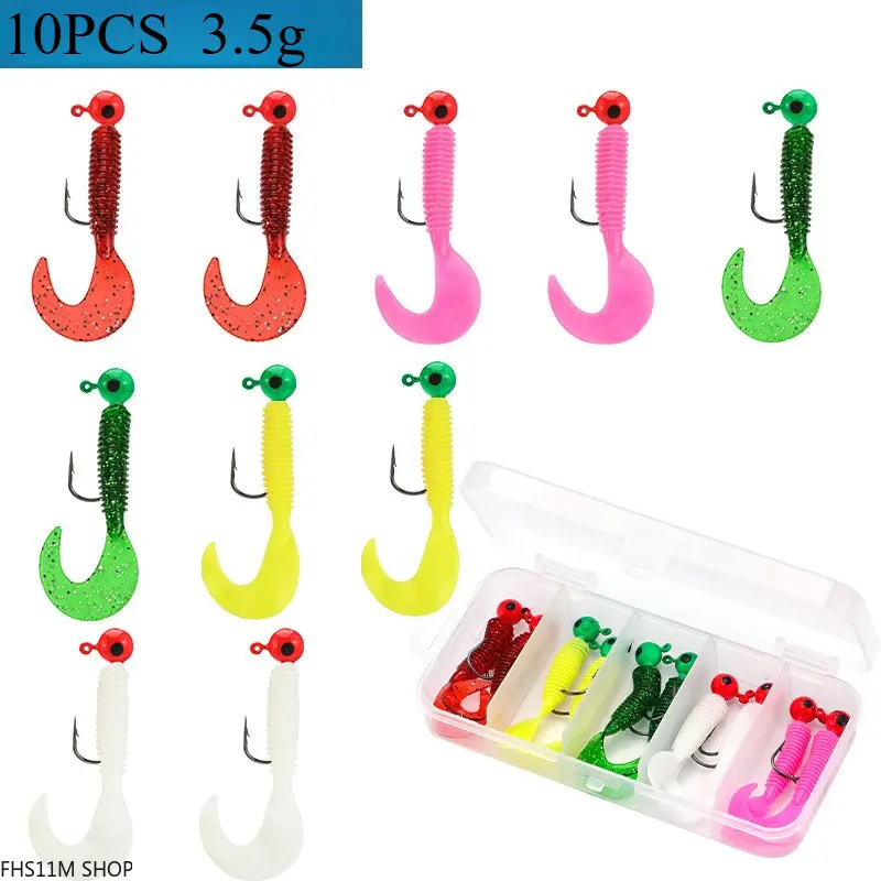 10PCS Pre Rigged Weedless Soft Swimbait Lure Kit Weighted Jig Head Freshwater Saltwater Angling FishingTok SummerEssentials Unisex Premium Artificial Bait