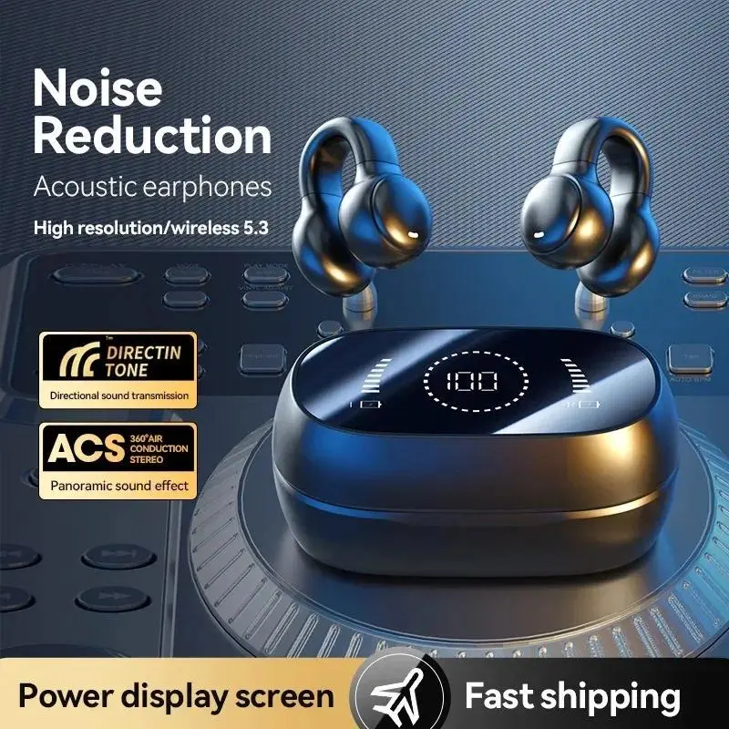 New OWS Ear Clip Earphone Bone Conduction Bluetooth Sport Game Earbud Stereo Sound Headphone TWS With Mic For Xiaomi Airpod Portable Earphones