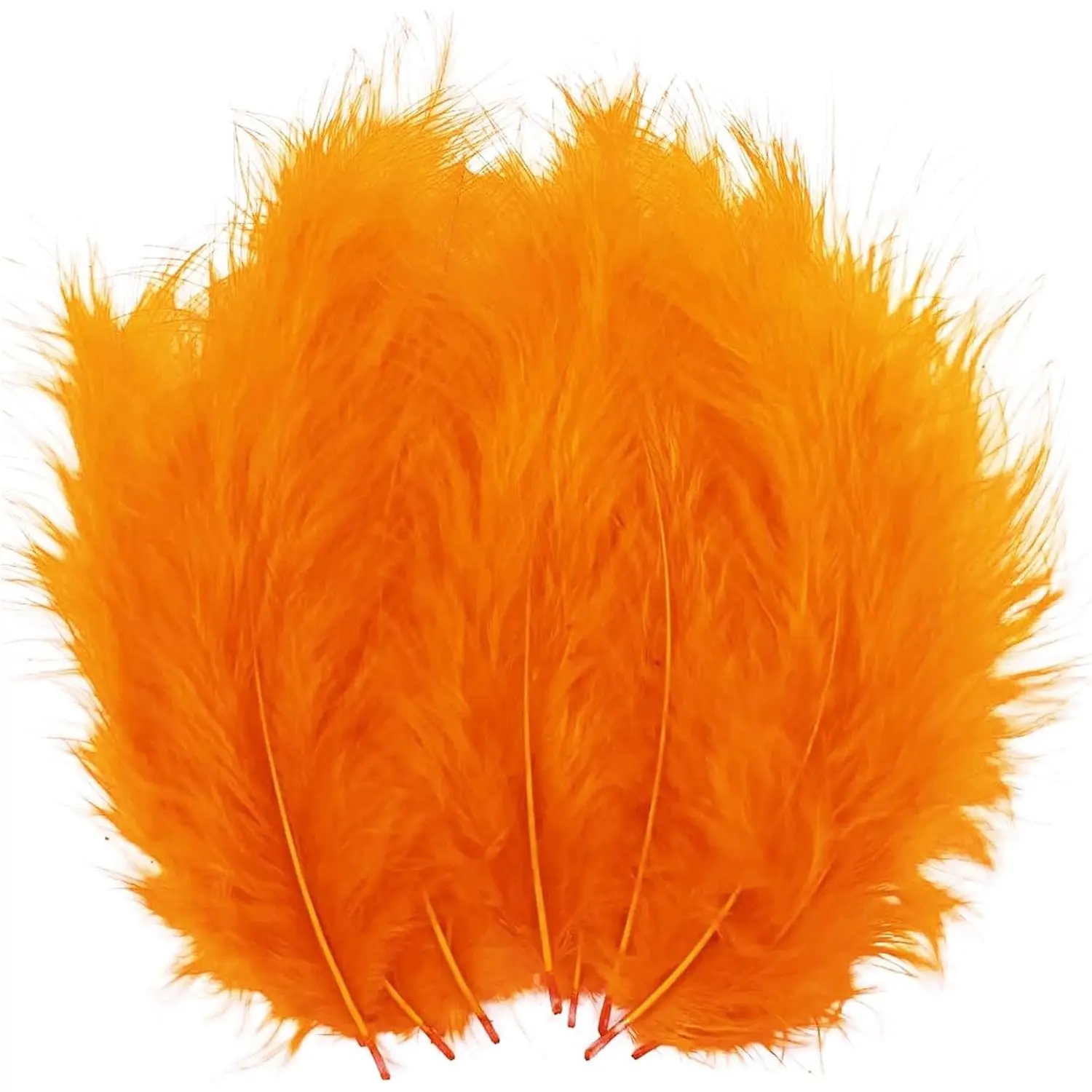 100pcs 4-6 Inches Orange Fluffy Turkey Marabou Colored Feathers, Craft Material for Dream Catcher Fringe Trim Fly Tying
