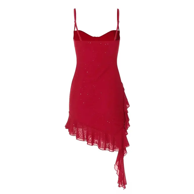 Women's Glitter Backless Cami Dress, Sexy Fashion Spaghetti Strap Bodycon Dress for Party Club Dating Wear, Ladies Dress for All Seasons