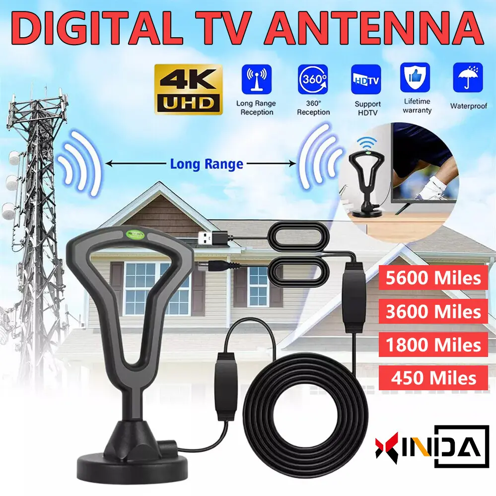 2026 HIDB TV Antenna Digital for Smart TV HD Antena Indoor 4K 360° Signal Amplified indoor TV Antenna for Easy Long Range Reception Installation No Monthly Bill Ultra Long Reception Distance TV Antenna For Local Channels ,Deals For You Days，