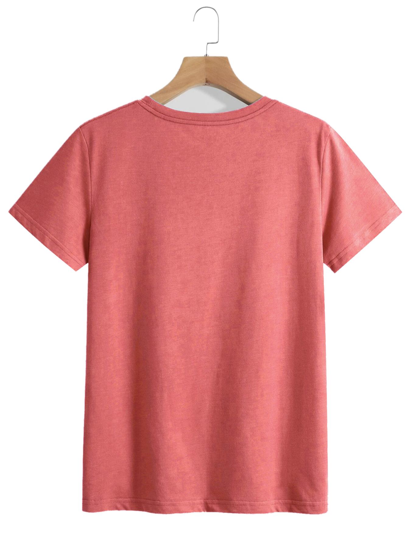 Women's Cartoon Cat Print Short Sleeve Jersey Tee, Casual Fashion Round Neck T-shirt, Summer Clothes Women, Women's Top for Daily Wear, Clothing