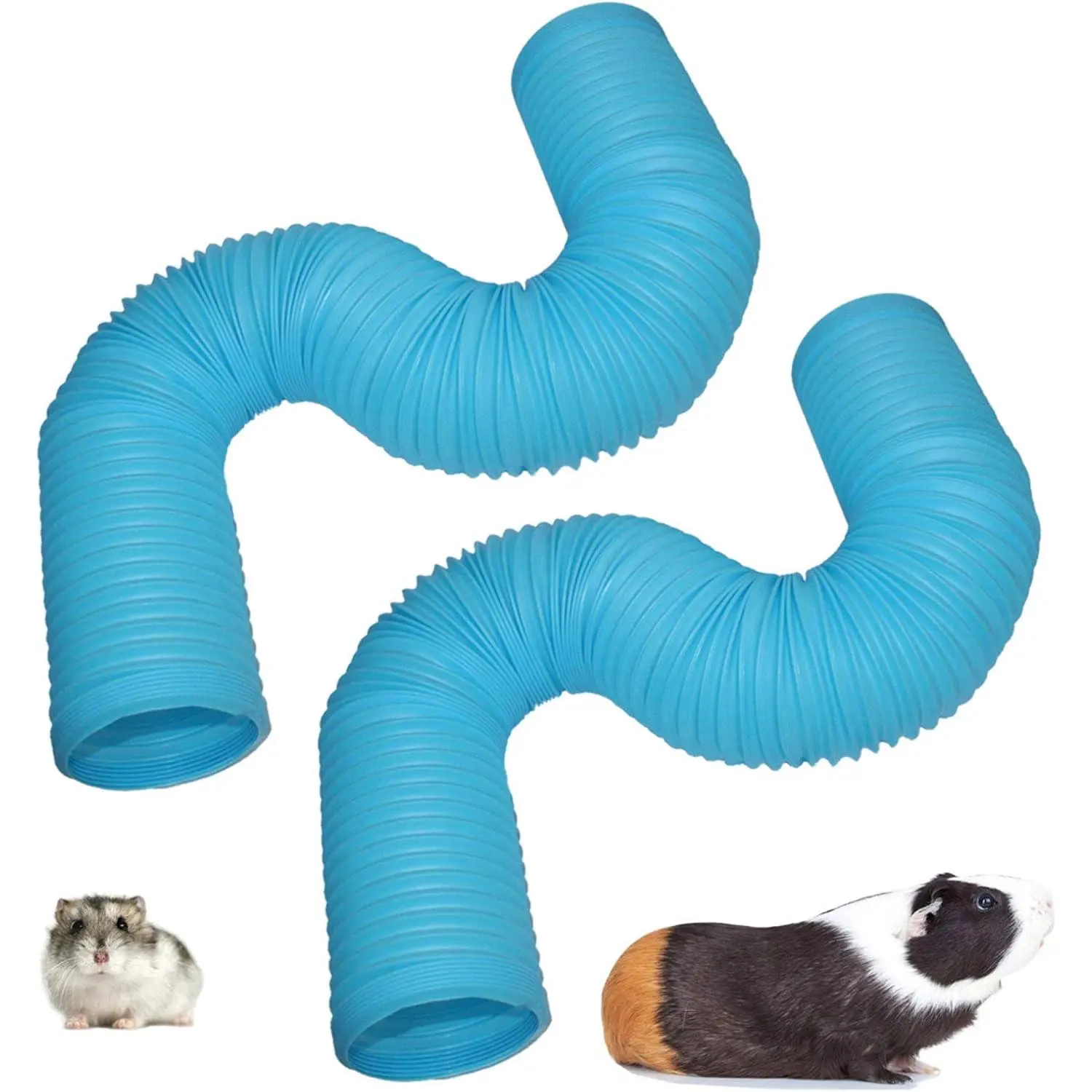 Hamster Fun Tunnels Pet Mouse Plastic Tube Toys Small Animal Foldable Exercising Training Hideout Tunnels for Guinea Pigs, Gerbils, Rats, Mice, Ferrets and Other Small Animals (2 PCS Blue)fidget toys