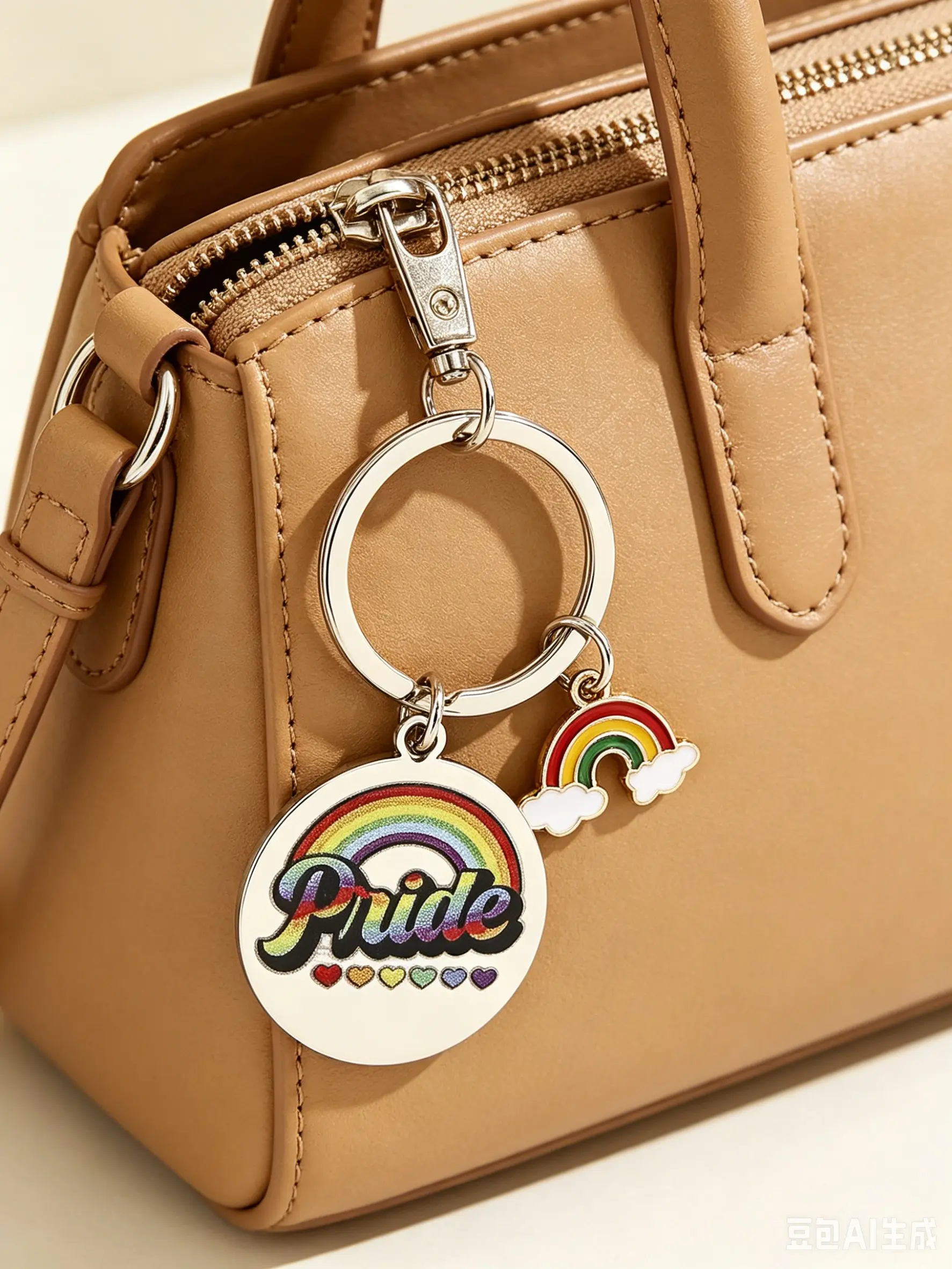 Lgbtq Rainbow Flag Keychain, Pride Accessory, Safe Companion, Lgbtq Pride, Lesbian, Transgender, Round Shape, Casual Style