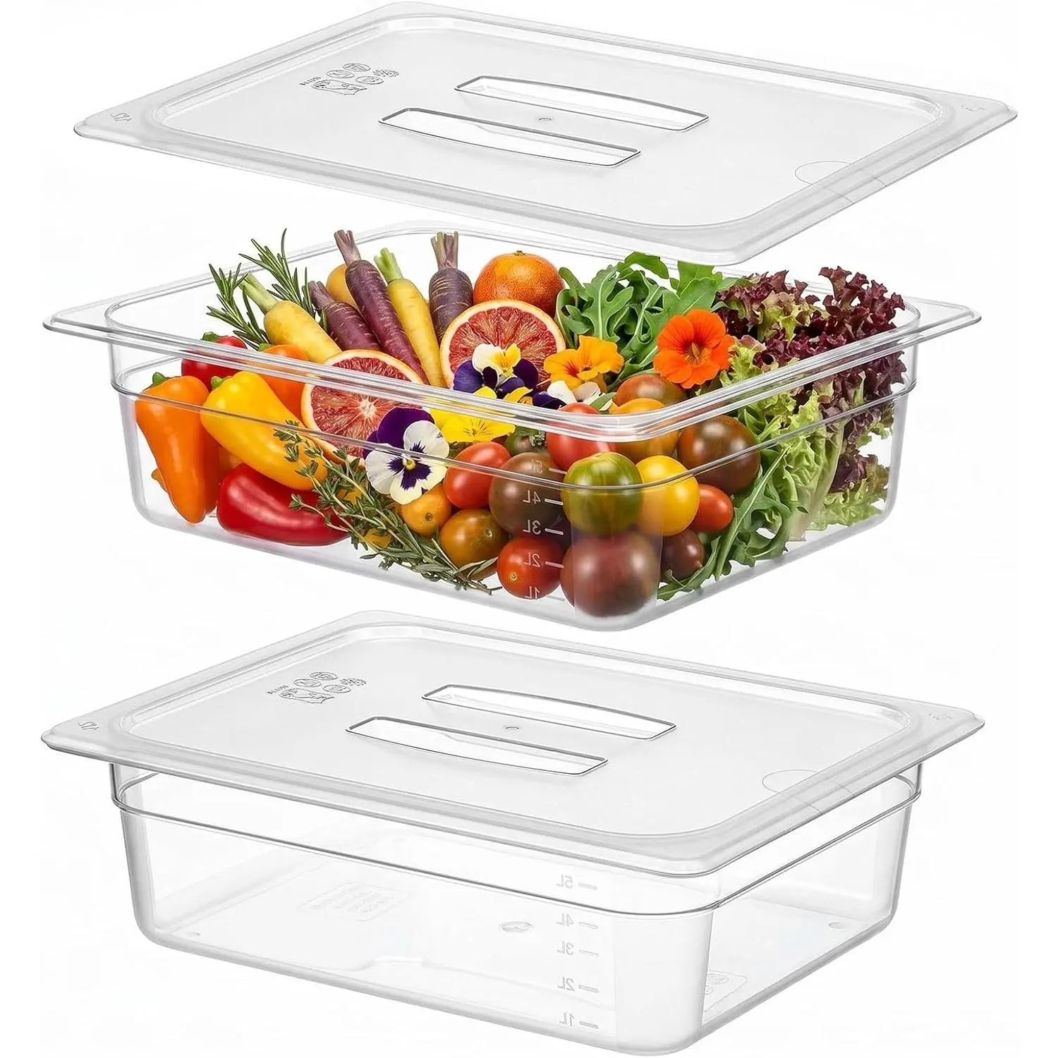 2 Pack Half Size 4 Inch Deep Clear Plastic Food Pans with Lids, Stackable Freezer-Safe Containers for Commercial Kitchen Restaurant Food PrepGift