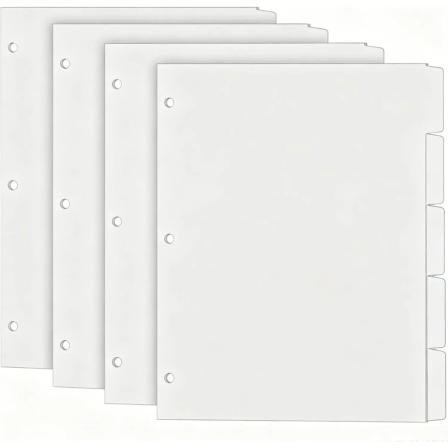 Binder Dividers for 3 Ring Binder, 1/5 Cut Tabs, Letter Size Blank Dividers | Write  Page with 5 Big Tabs for School Office  , 4 Sets, 20 Dividers, White