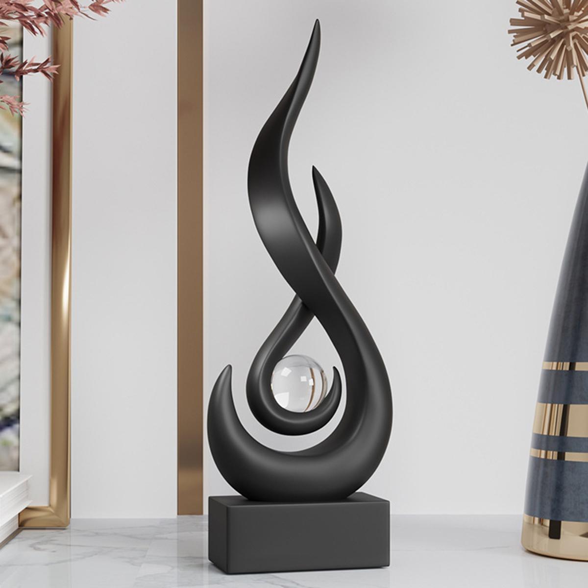 Abstract Flame Design Resin Ornament, Resin Sculptures, Modern Art Home Decor, Unique Desktop Decoration, Suitable for Living Room and Office