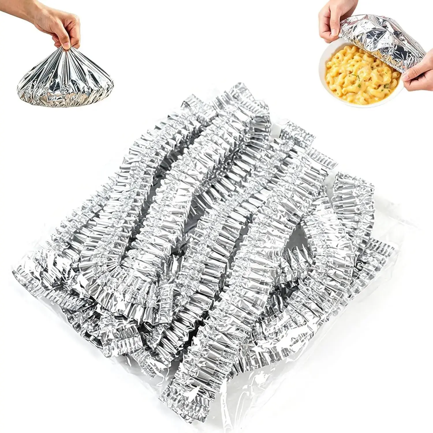 50 Reusable Elastic Polyester-Aluminum Foil Thermal Heat Shields, Waterproof Kitchen Dust Covers for Home Care, Suitable for Bowls & Pots Daily Food Protection