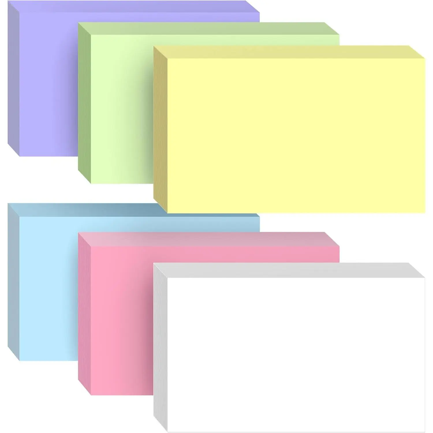 300 Count Colored Blank Index Cards, 3x5 Inch Color Coded Flash Cards - 6  Color Pads (White   Blue Green Yellow), 50 Cards per Pad, Study Flashcards for School, Office